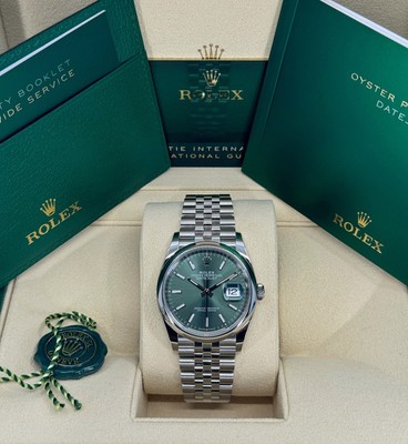 Unworn Rolex Datejust 36mm, Green, Jubilee, 126200, dated 2025