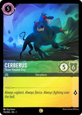 Disney Lorcana CERBERUS Three-Headed Dog 176/204 Cold Foil First Chapter Holo