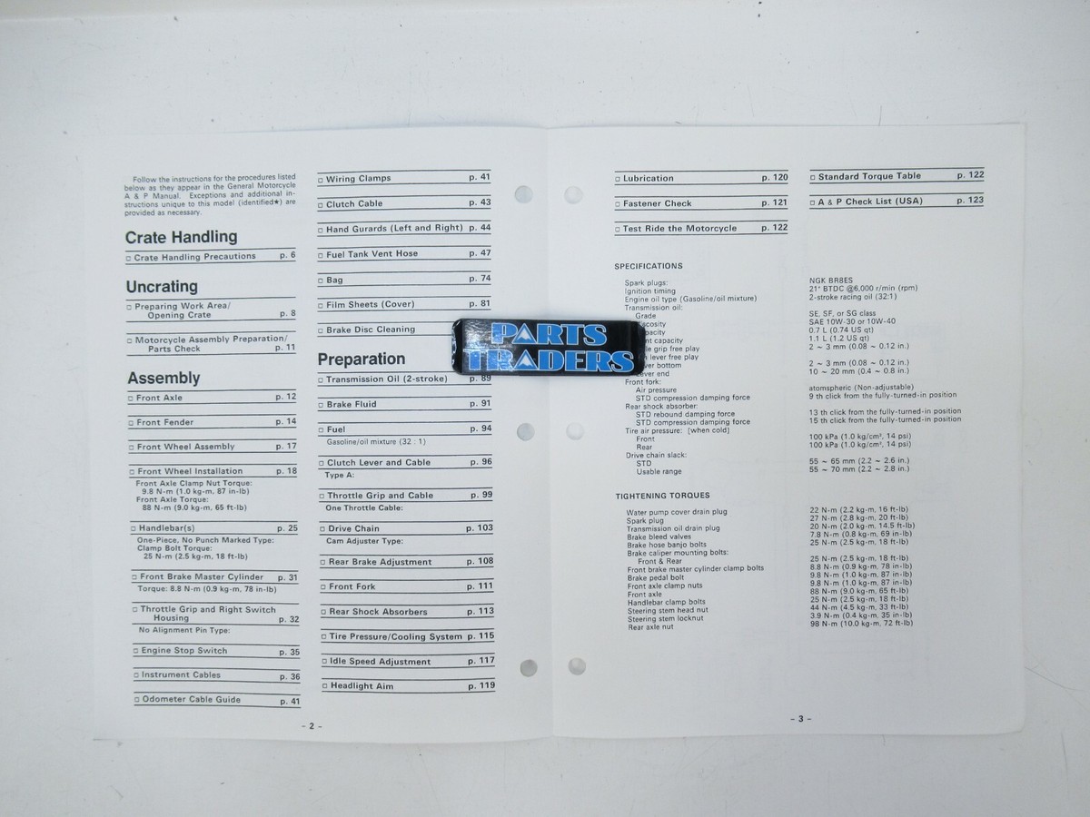 NOS Genuine Kawasaki Dealer Factory Assembly & Preparation Manual