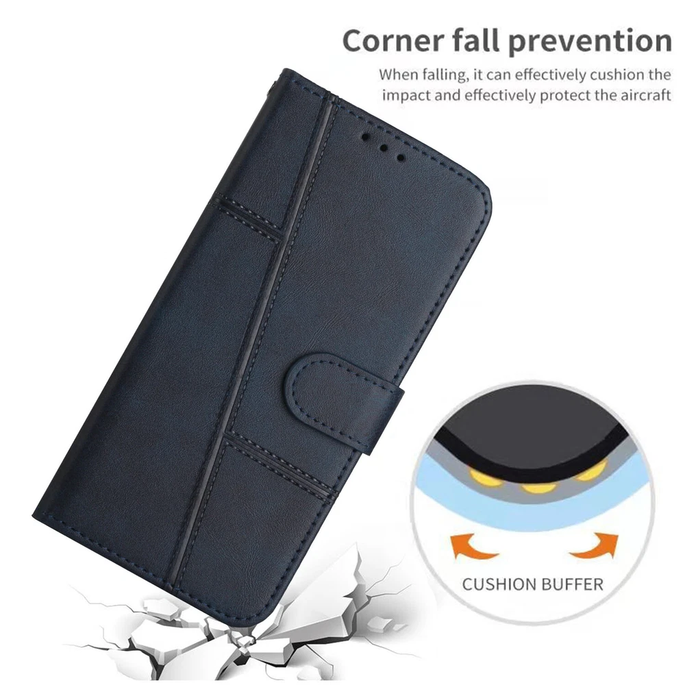 Durable Leather Wallet Stand Case for iPhone 16 15 14 13 12 11 Pro Max Plus
