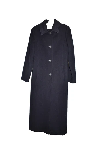 $1400 FLEURETTE WOOL CASHMERE BLEND SPREAD COLLAR LONG COAT NAVY BLUE 4 (DJ1)