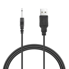 PwrON 2.5mm DC Jack to USB Charger Cable Lead For Rechargeable Massager Wand