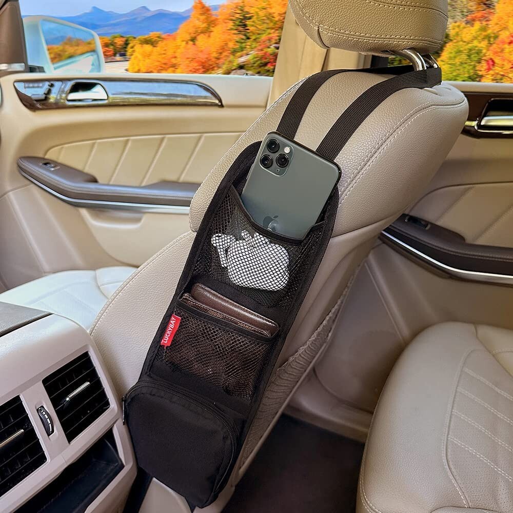 Black Front Seat Side Storage Hanging Mesh Pocket Bag Fits Car RVs