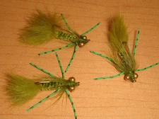 FLY FISHING FLIES - Olive Rubber-Leg DRAGONFLY NYMPH size #10 (6 pcs.)