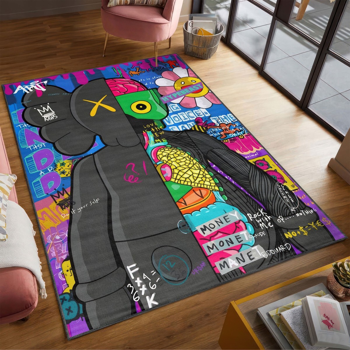 【新品未開封】VAULTROOM LOGO RUG Kaws Figure Pop Art Style Area Rug, Hypebeast Decor, Sneaker