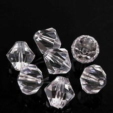 100 Clear Transparent Acrylic Faceted Bicone Beads 10X10mm SpacerBead Craft DIY