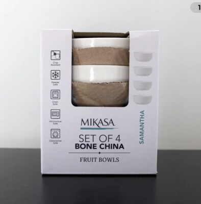 Mikasa Samantha Bone China White Fruit Bowls, Set of 4