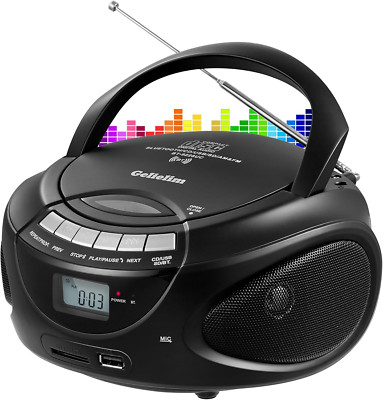 CD Player Boombox, AM/FM Radio Stereo, Bluetooth, USB, SD, MMC Drive, Headphone 
