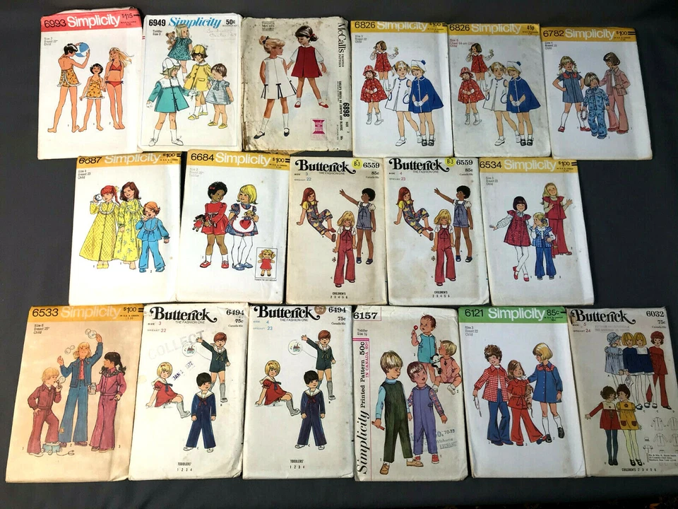 HUGE LOT 77 Vtg 1960s-'70s Sewing Patterns CHILDREN'S CLOTHING boy girl toddler - Image 3 of 4