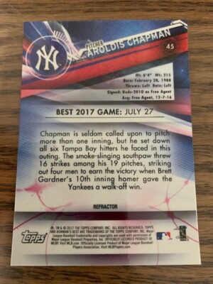 2017 Aroldis Chapman Bowmans Best Refractor | eBay