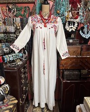 Beautiful Rare Oaxacan Mexican Dress White Multi Color Embroidery Size S/M