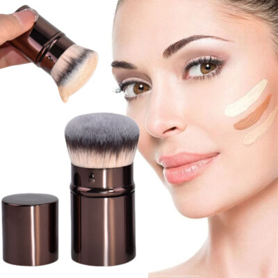 Portable Retractable Blush Brush Kabuki Foundation Brush Soft Fluffy Powder C //