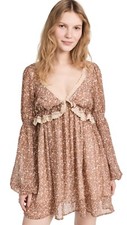 Free People Women's Pennie Mini Dress, Ivory/Combo, Tan, Print, XS
