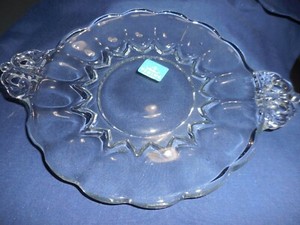 Viking Glass PRINCESS CLEAR Handled Plate Paneled Ribbed 7"  Sticker
