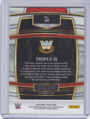 TRIPLE H ( #142/299 )( LIGHT BLUE PRIZM Card #40 ) 22 WWE Panini