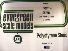 EVERGREEN 9008 STYRENE SHEET 6 " x 12" .015 Thick 2 Plain Clear Sheets