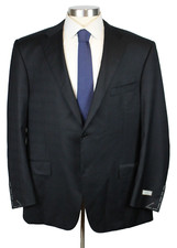 Canali Suit Jacket 52 L fits 48 62 EU Black Plaid Wool Stretch Two Button Coat