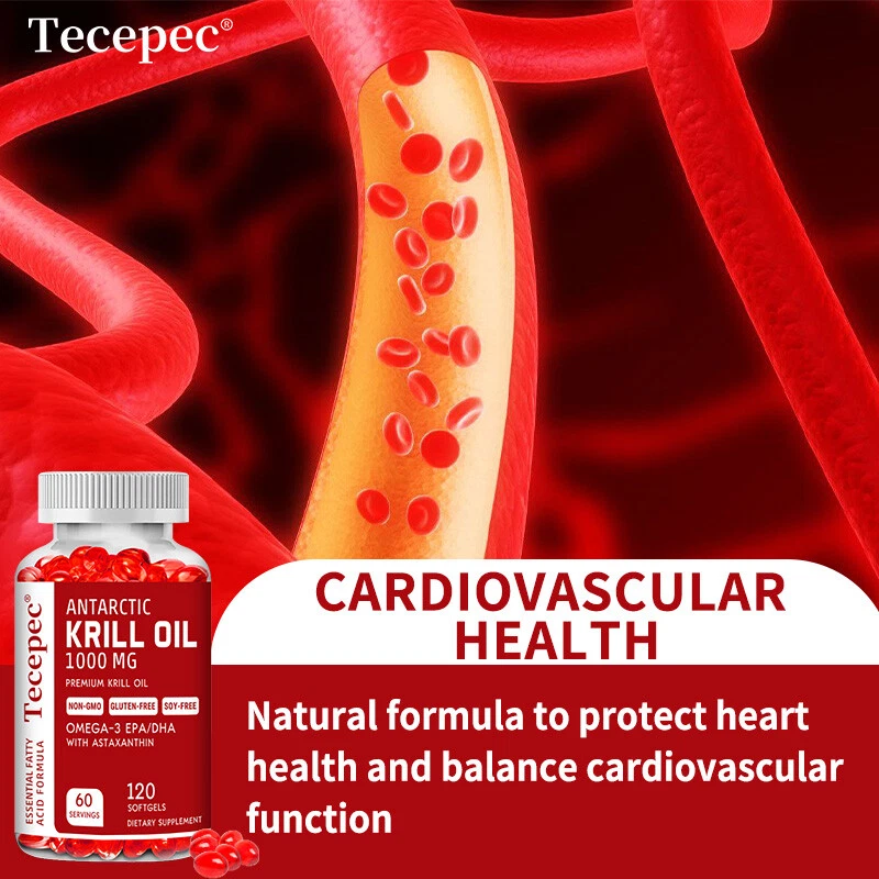 Aceite de Krill Antártico 1000 mg con Omega-3 Epa Dha Astaxantina Salud Cardiovascular Foto 4 de 4