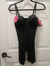 SPANX SUIT YOUR FANCY STRAPLESS CUPPED MID-THIGH BLACK BODYSUIT SIZE MEDIUM NEW