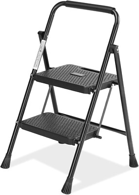 Portable 2 Step Folding Ladder Step Stool - Anti-Slip Pedal - 800 lbs Capacity 