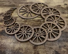 11 Spoke Wagon Wheels All sizes, 1/8 in thick Hardboard Set of 4 
