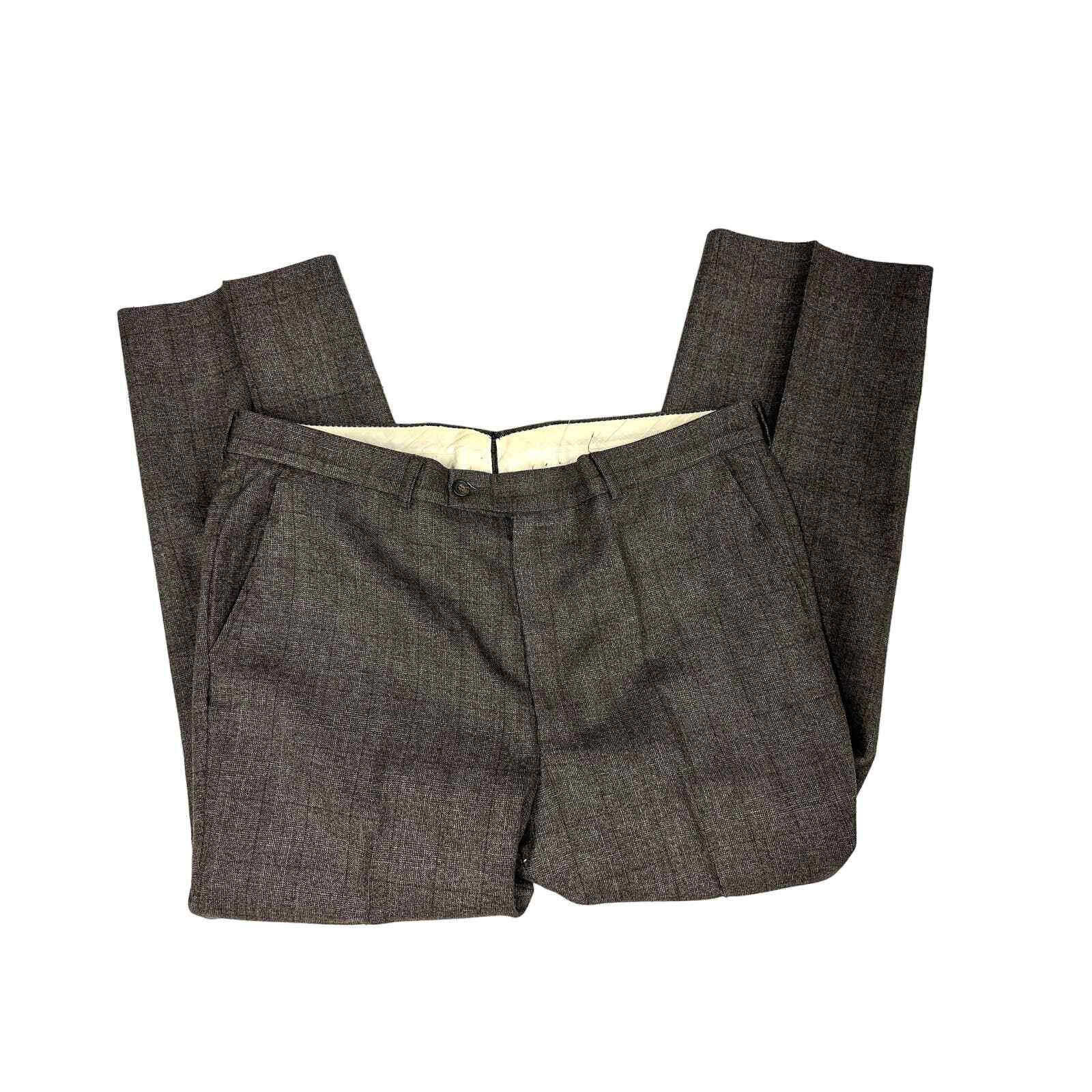 SAINT LAURENT Abito in lana Calvin Klein da uomo vintage made in France by YSL marrone sottile a quadri 44R