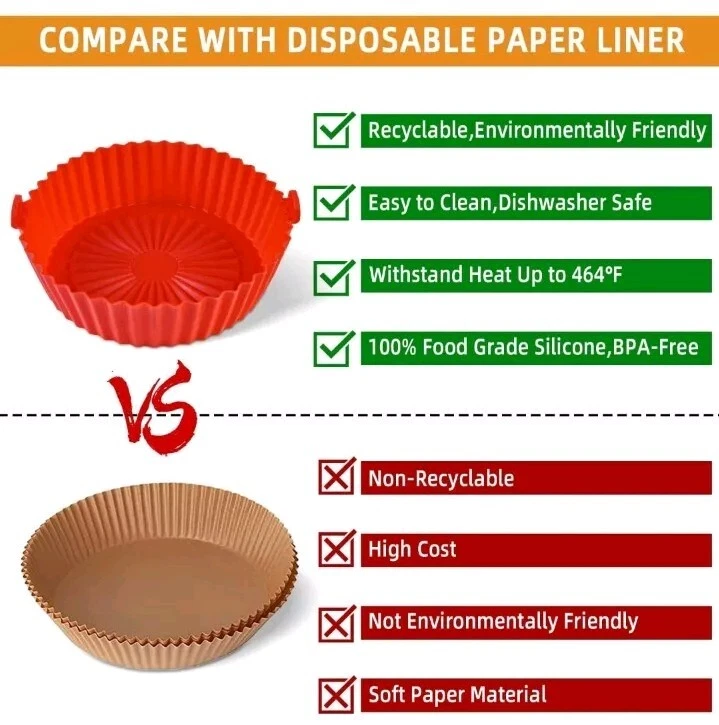Air Fryer Pot Air Fryer Basket Linings Non-Stick Safe Silicone Oven Baking Tray Air Fryer Pot Air Fryer Basket Linings Non-Stick Safe Silicone Oven Baking Tray