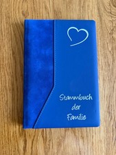 Stammbuch der Familie Ringbuch k&ouml;nigsblau Velour Kunstleder vegan silber