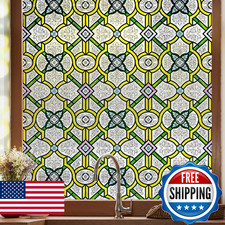 3D Stained Glass Window Film, Decorative Window Privacy Film for Bathroom, Front