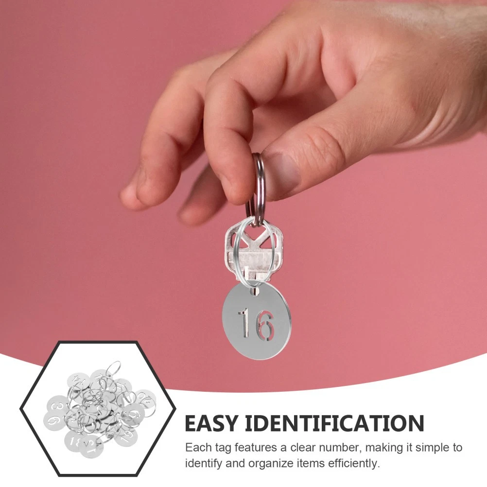 20 piezas de etiquetas de llave numeradas de acero inoxidable etiquetas colgantes redondas para decoración