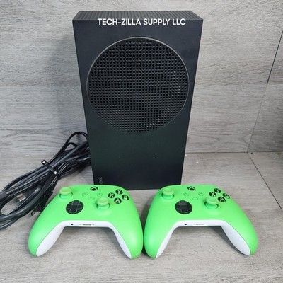 Microsoft Xbox Series S Black 1TB Console + 2 Lime Green Controllers 