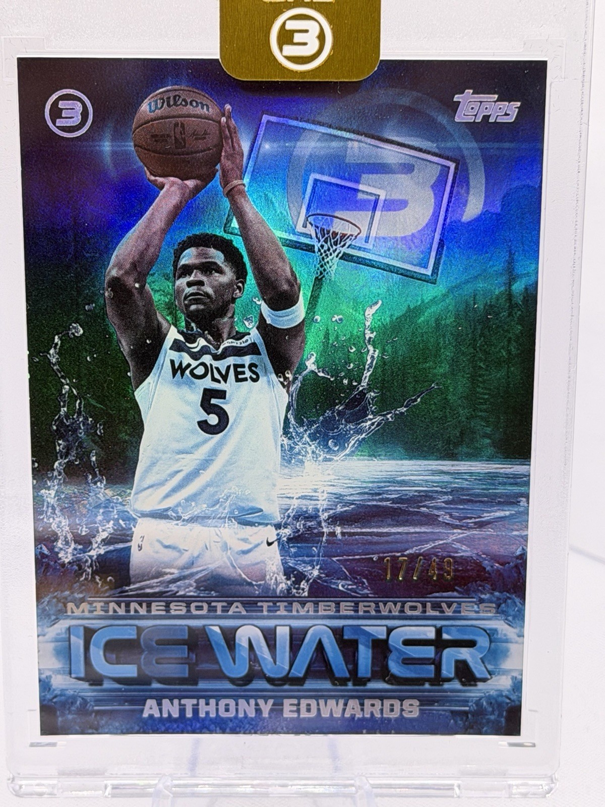 ANTHONY EDWARDS 2025-26 TOPPS 3 ICE WATER BASKETBALL TIMBERWOLVES /49 Encased