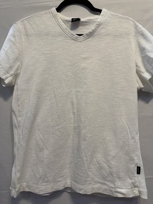 BOSS Hugo Boss Men's S White Cotton V-Neck Short Sleeve Regular Fit Tee Logo
