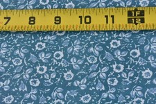 By 1/2 Yd, Vintage, White Blue Calico on Blue Quilt Cotton, V934