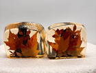 2 Vintage MCM Lucite Leaves Leaf Acrylic Bookends Autumn Fall Colorful