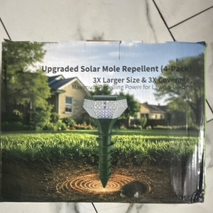 Solar Outdoor Ground Mole Repeller 4 Pack Green Vibration Driven Gopher Vole