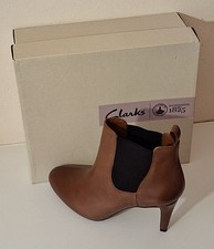 Clarks Women's Carlita Quinn Tan Leather Ankle Boots UK 5/EU 38, E Fit 