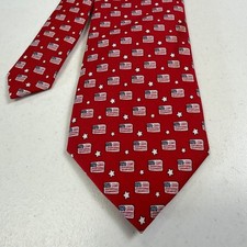Vineyard Vines Red American Flag 100 Silk Designer Tie Handmade USA 60.5 x 3.5  