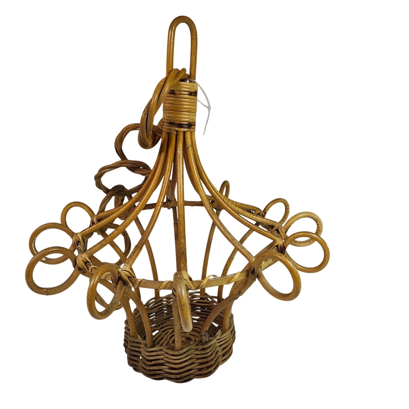 Vintage Decorative Rattan Bird Cage Bohemian, Rustic, Asian, Mid Century