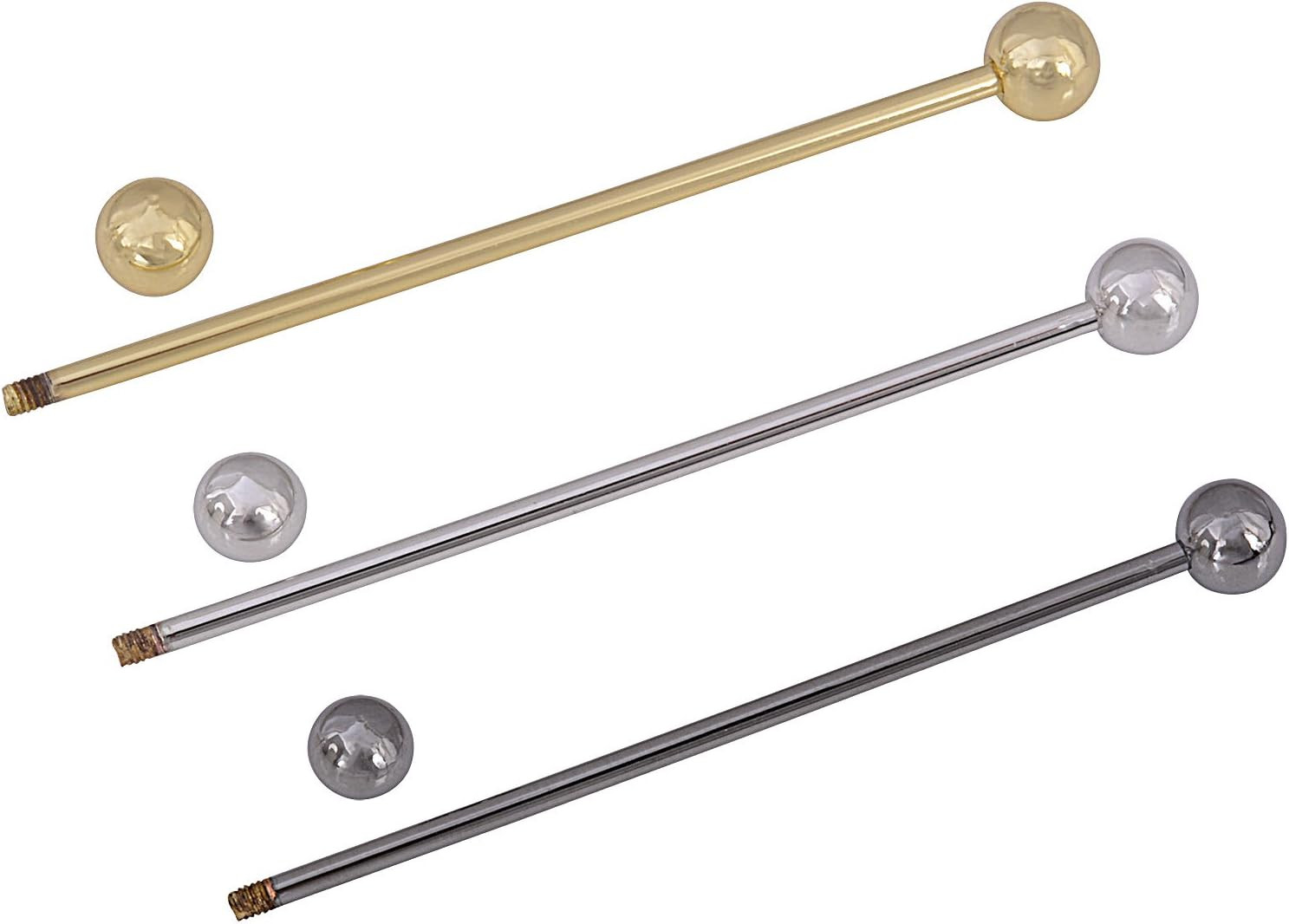 3PCS Men's Brass Ball Collar Bar Pins Shirt Tie Necktie Pins Clip Clasp Lapel St