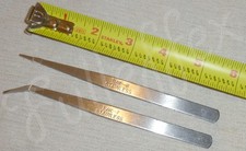 New Bonsai Tweezers 2pcs 6" Curved  Straight Stainless Steel Arts  Crafts