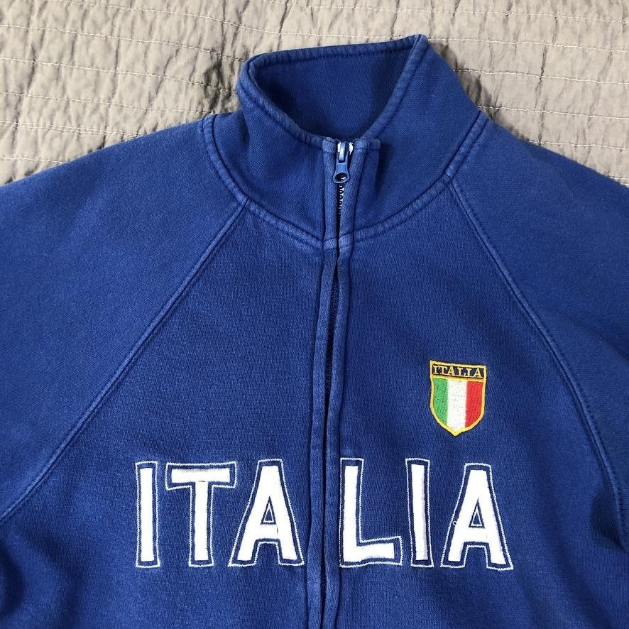 Vintage Italia Jacket Men Small Blue Italy Football Zip Fleece