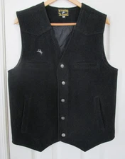Wyoming Traders Wool Vest Mens Medium Black Button Up Western Ranch Cowboy