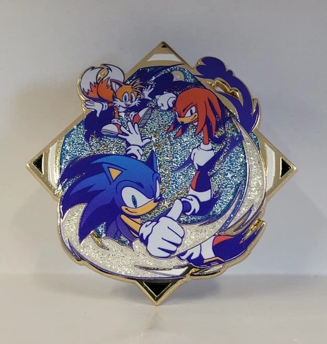 Embossed Enamel Lapel Pin Badge Sonic the Hedgehog Speed Stamps Tails Knuckle