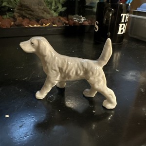 Vintage Porcelain Gray Pointer Dog Figurine - Japan