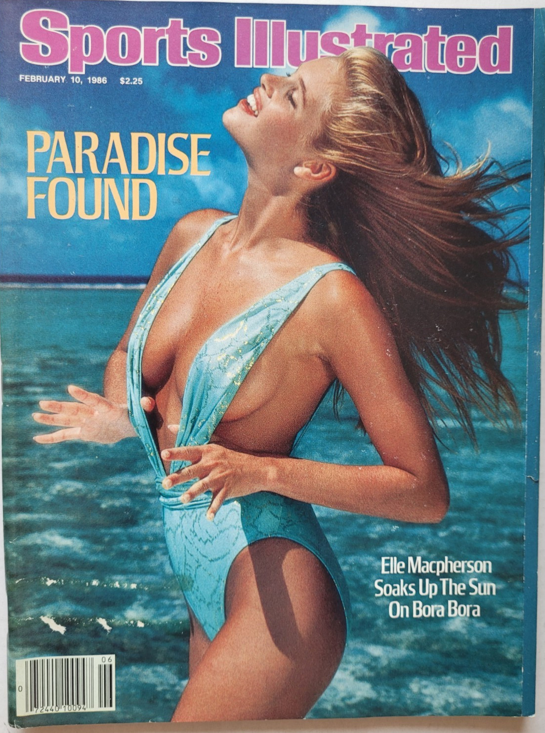 1986 ELLE MACPHERSON SWIMSUIT Sports Illustrated PARADISE FOUND IN BORA NO LABEL