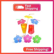 Chengu 100 Pieces Umbrella Straws for Drinks Hawaiian Cocktails Umbrella Straws