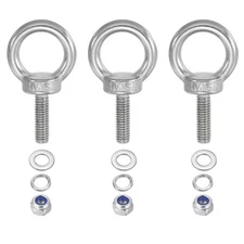 3Pcs M6 x 20mm 304 Stainless Steel Lifting Shoulder Eye Bolt with Nuts Washers