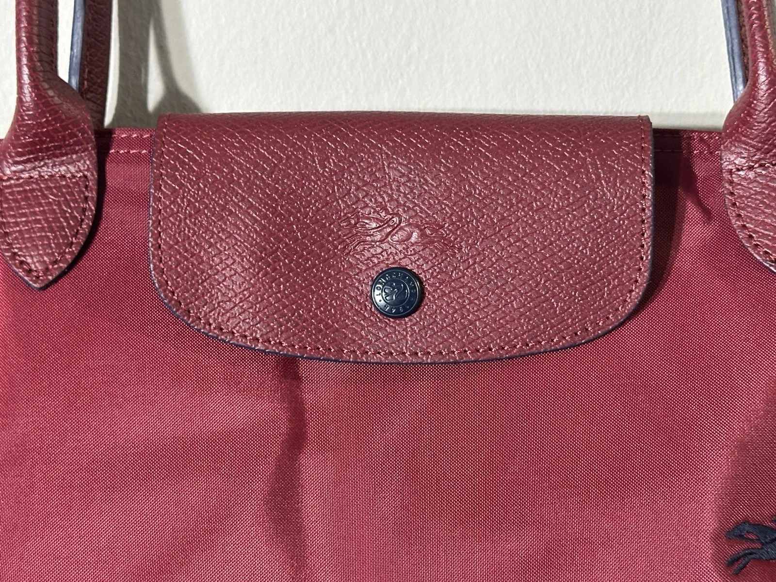 LONGCHAMP Borsa lunga Champ Le Pliage nylon nuova senza etichette borsa a tracolla media autentica bordeaux