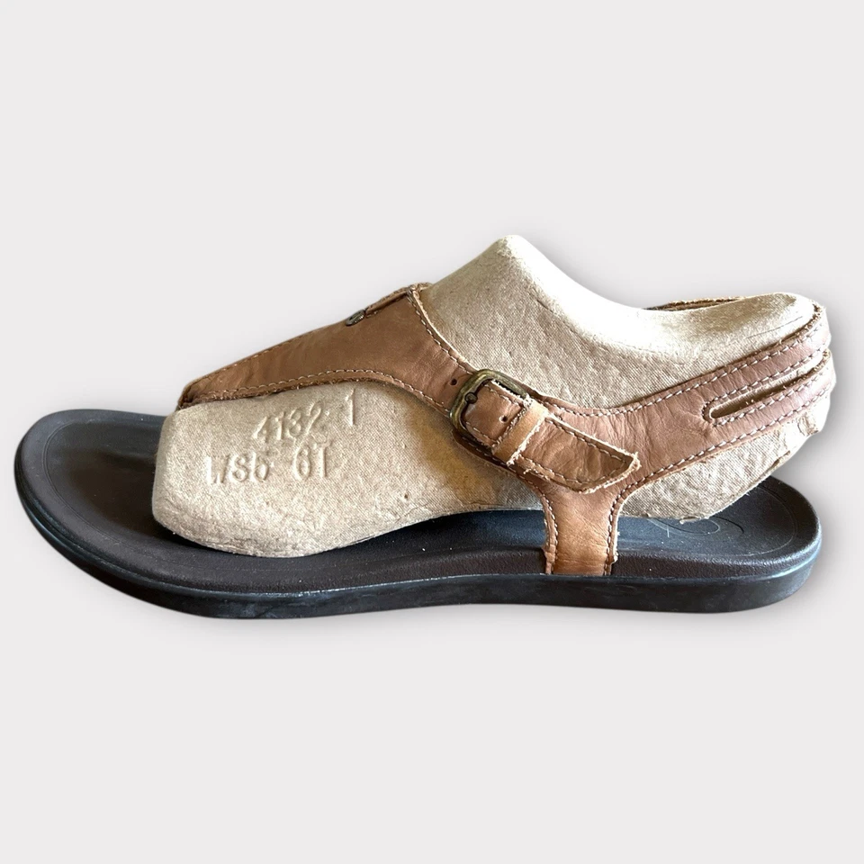 OluKai Eheu Women’s T-Strap Sandal Brown Leather Buckle Toe Post Ankle Strap 8 - Image 2 of 4